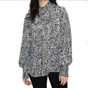 Sanctuary Zebra Print Mock Neck Blouse XL